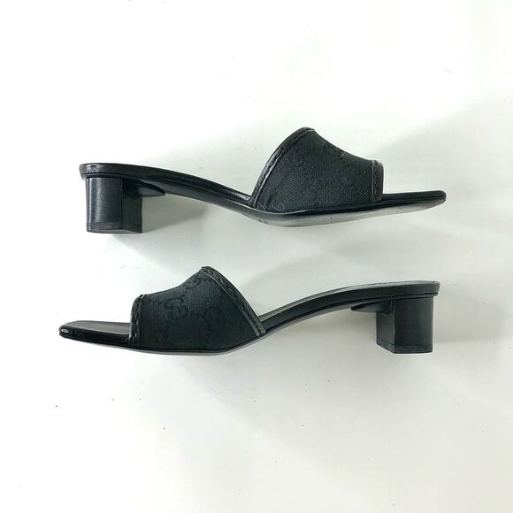 Gucci Retro Vintage Monogram Low Heel Slip On Mules Sandals 6.5 - Picture 6 of 12
